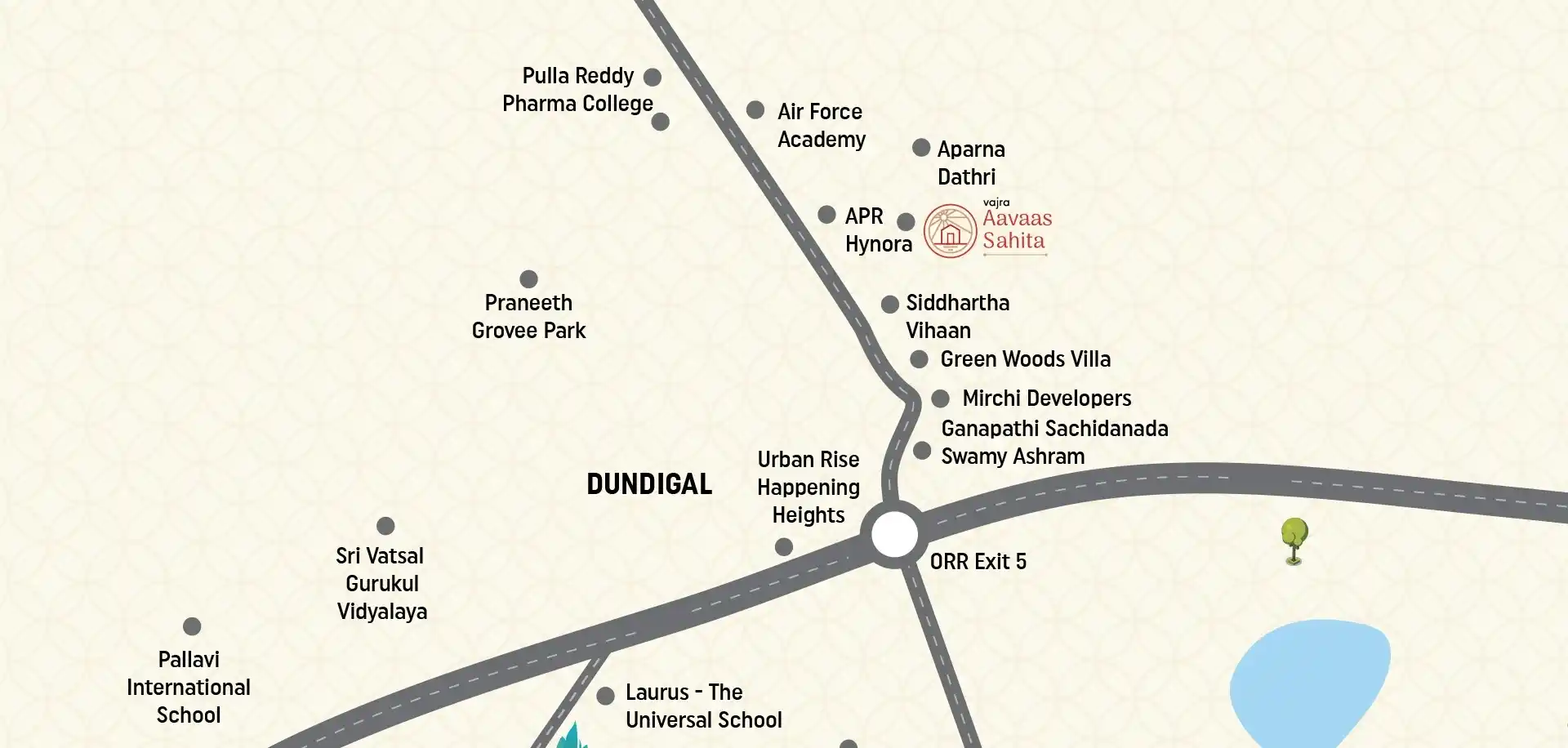Dundigal Hyderabad Location Map